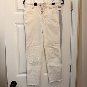 Pilcro and the Letterpress White Embroidered Jeans Button Fly Copper Hardware 26